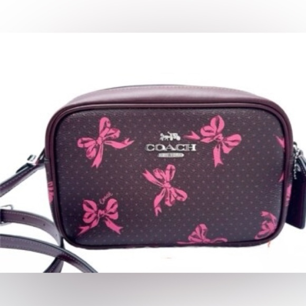 Coach Mini Jamie Camera Bag In Signature Canvas With Bow Print Purses Womens - Picture 13 of 15